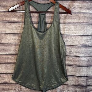 Lululemon 105 Singlet Black Gold Racerback Tank Top Yoga Shimmer Size 6